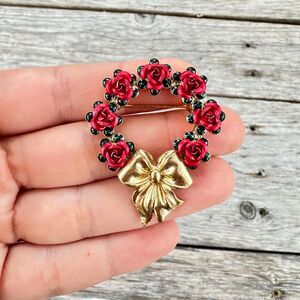 Vintage Jewelry Rose Wreath Brooch Floral Wreath Floral Jewelry Flower Wreath
